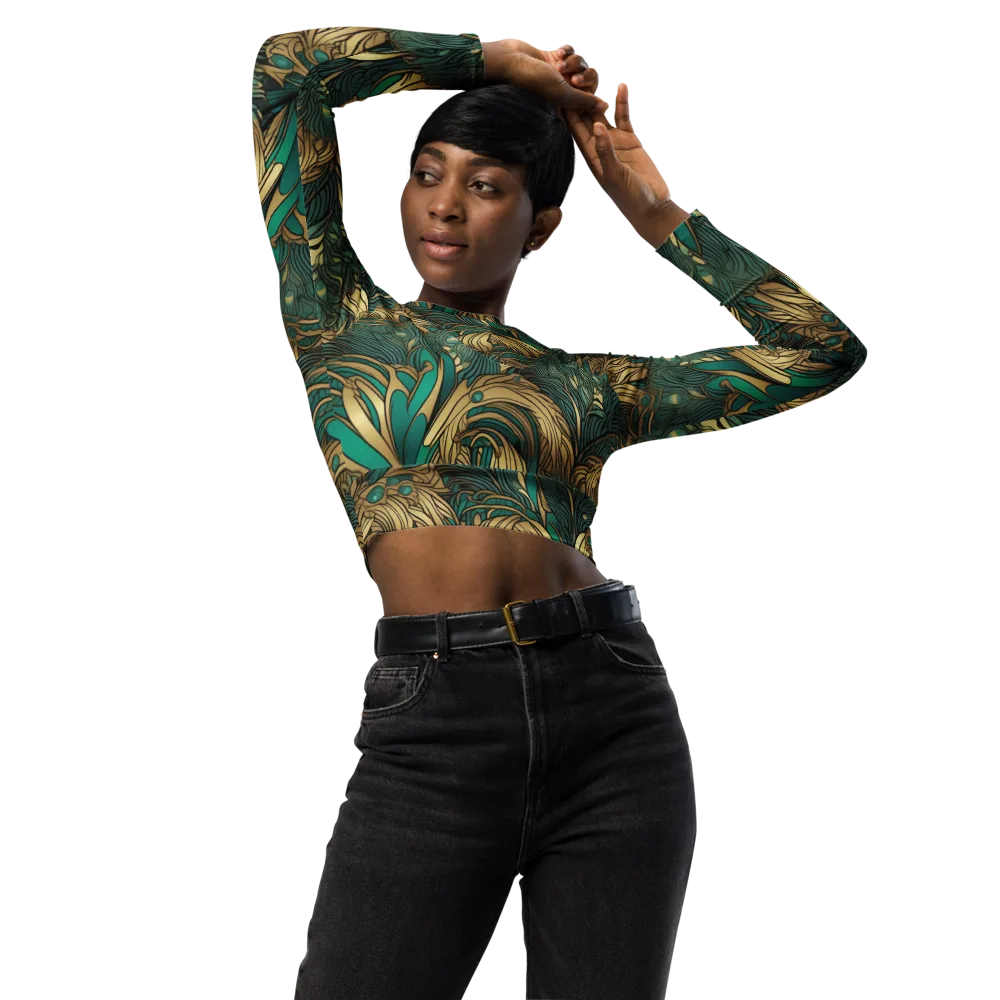 Art Nouveau Canopy on Long Sleeve Crop Top — Front