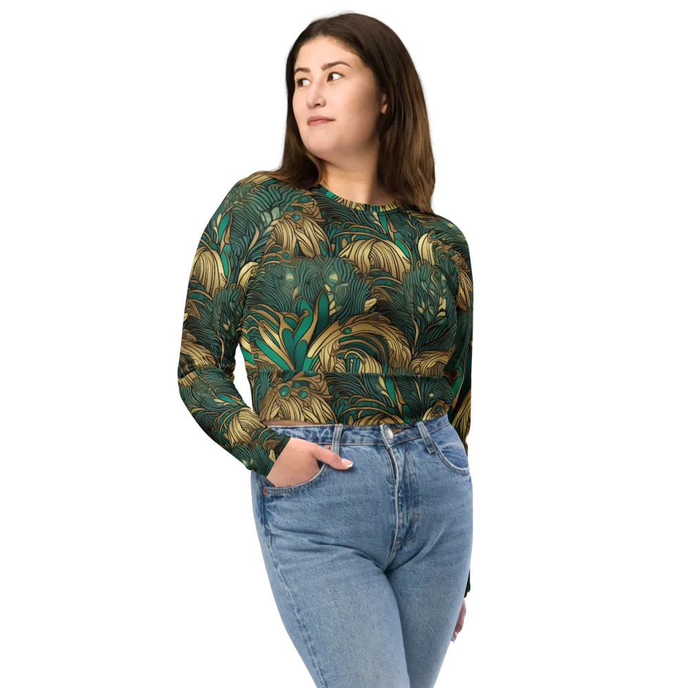 Art Nouveau Canopy on Long Sleeve Crop Top — Front