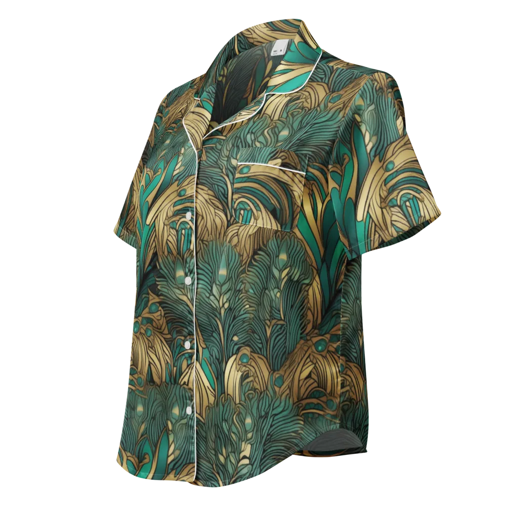Art Nouveau Canopy on Women's Short Sleeve Pajama Top — Left Front