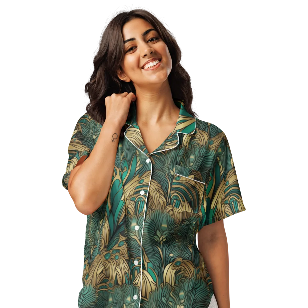 Art Nouveau Canopy on Women's Short Sleeve Pajama Top — Front