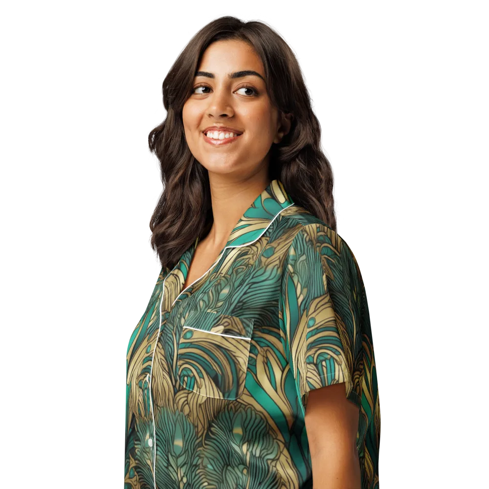 Art Nouveau Canopy on Women's Short Sleeve Pajama Top — Left Front