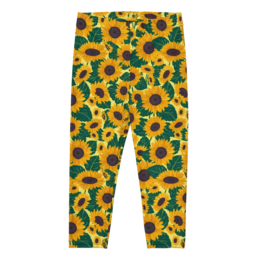 Sunlit Sunflower on Capri Leggings — Front