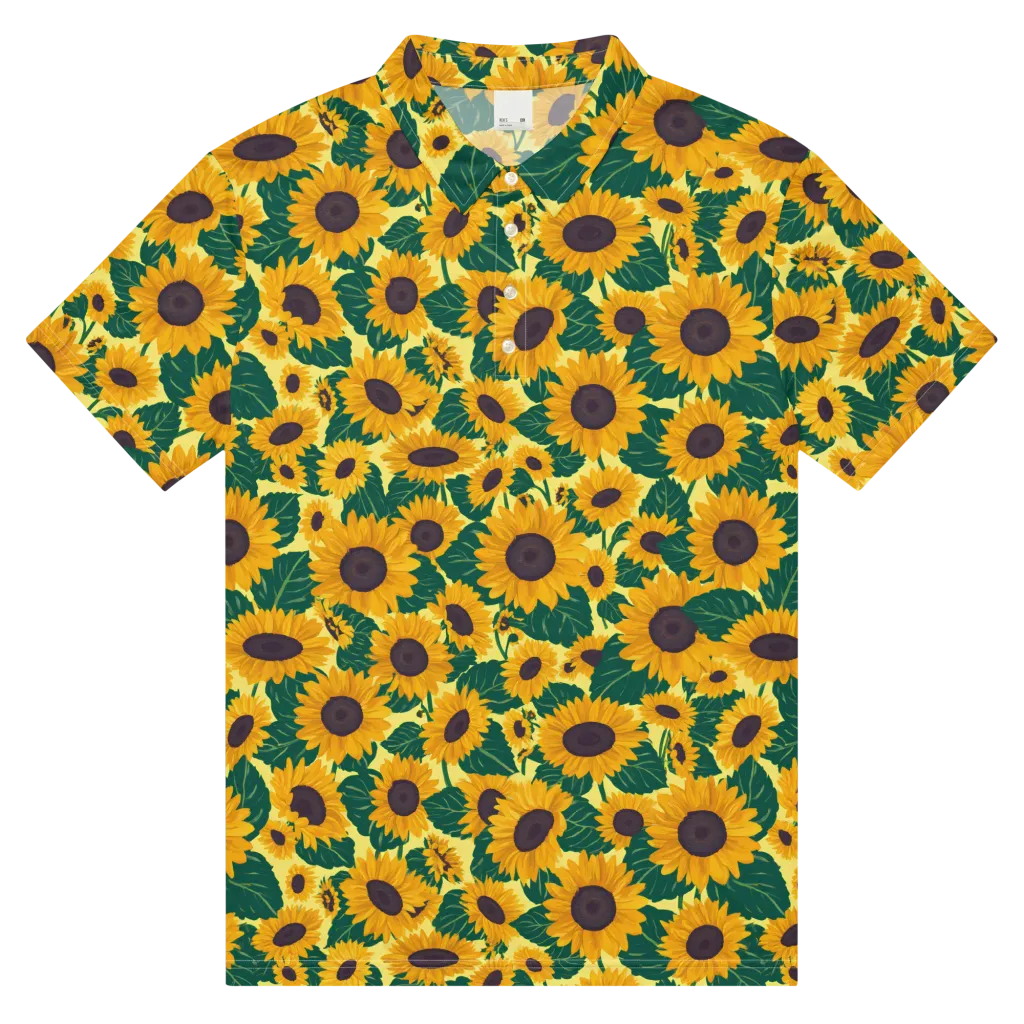 Sunlit Sunflower on Men's Slim Fit Polo Shirt — Front