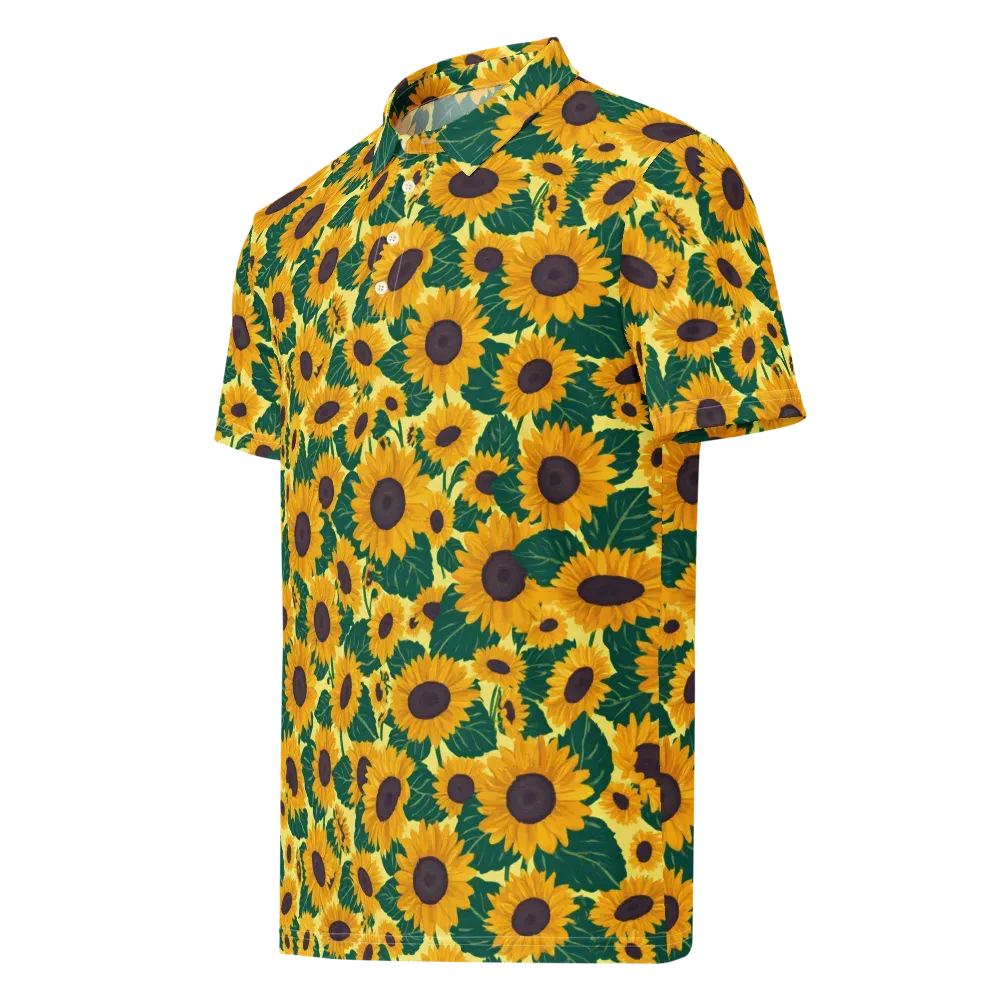 Sunlit Sunflower on Men's Slim Fit Polo Shirt — Left Front