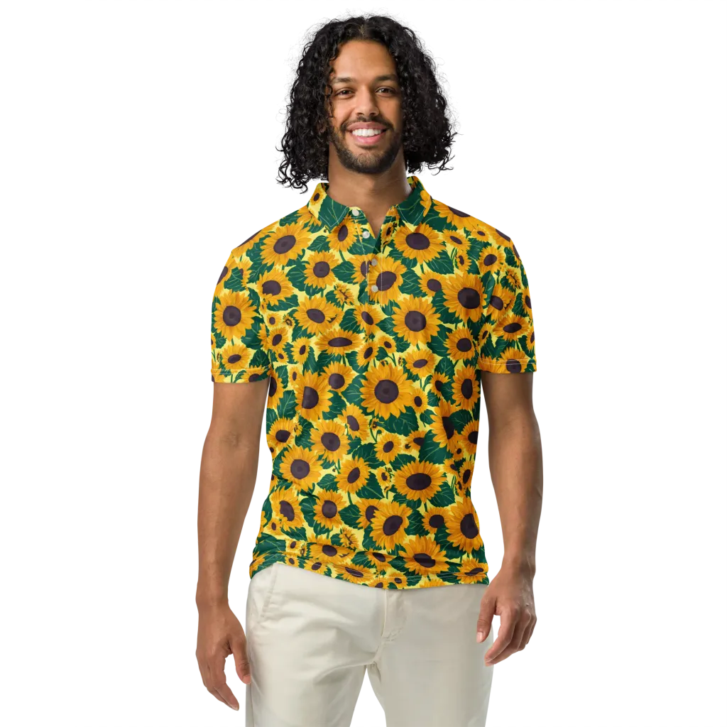 Sunlit Sunflower on Men's Slim Fit Polo Shirt — Front