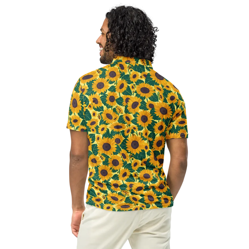 Sunlit Sunflower on Men's Slim Fit Polo Shirt — Back