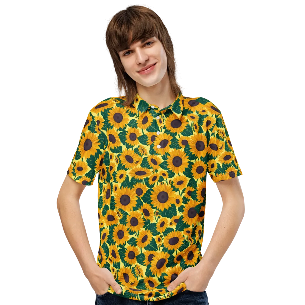 Sunlit Sunflower on Men's Slim Fit Polo Shirt — Front