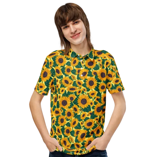 Sunlit Sunflower on a Men's Slim Fit Polo Shirt