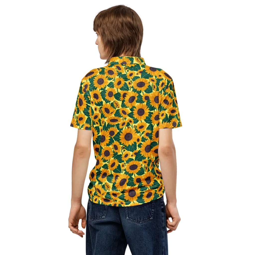 Sunlit Sunflower on Men's Slim Fit Polo Shirt — Back