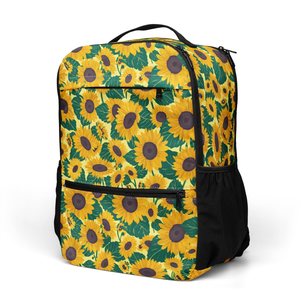 Sunlit Sunflower on Utility Backpack — Left Front