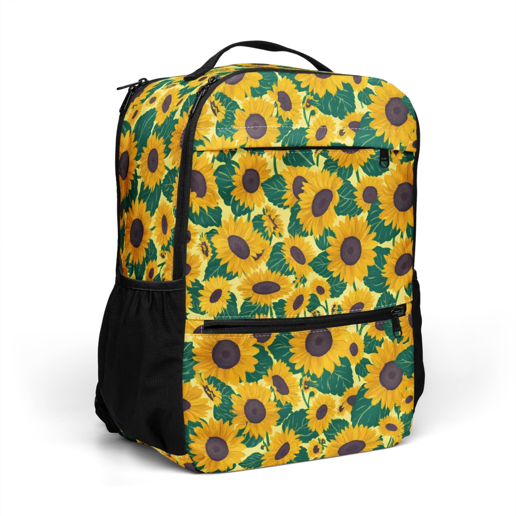 Sunlit Sunflower on Utility Backpack — Right Front