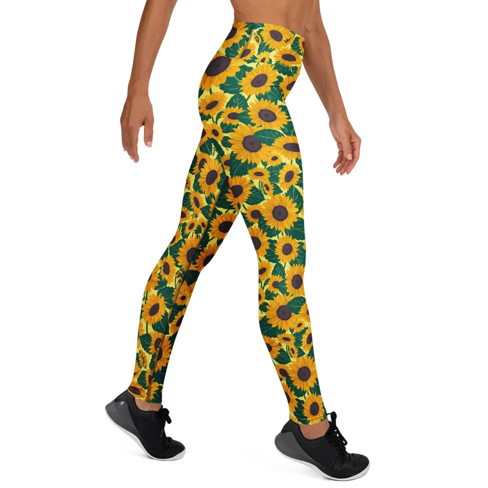Sunlit Sunflower on Yoga Leggings — Right