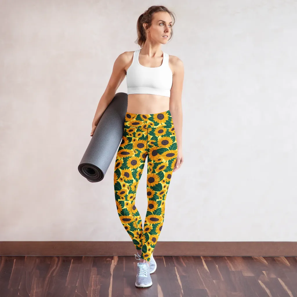 Sunlit Sunflower on Yoga Leggings — Front