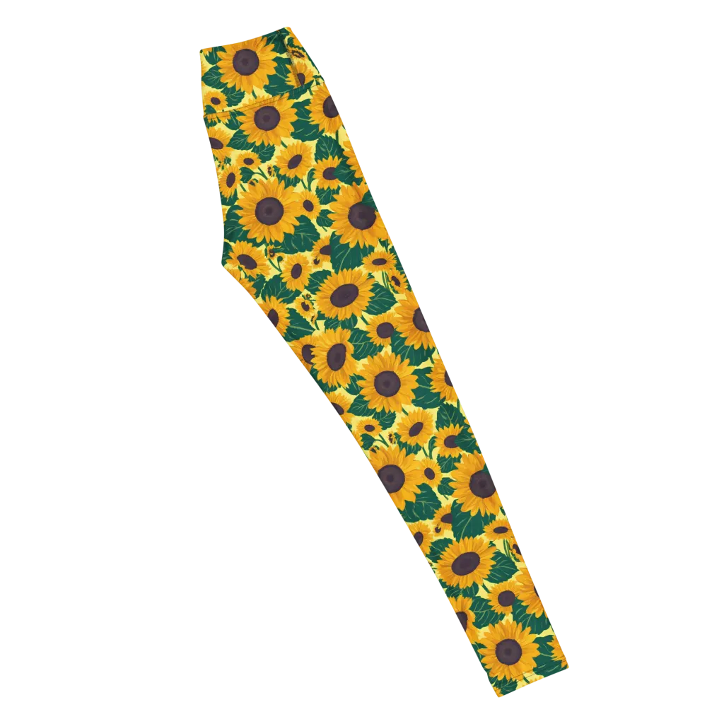 Sunlit Sunflower on Yoga Leggings — Right