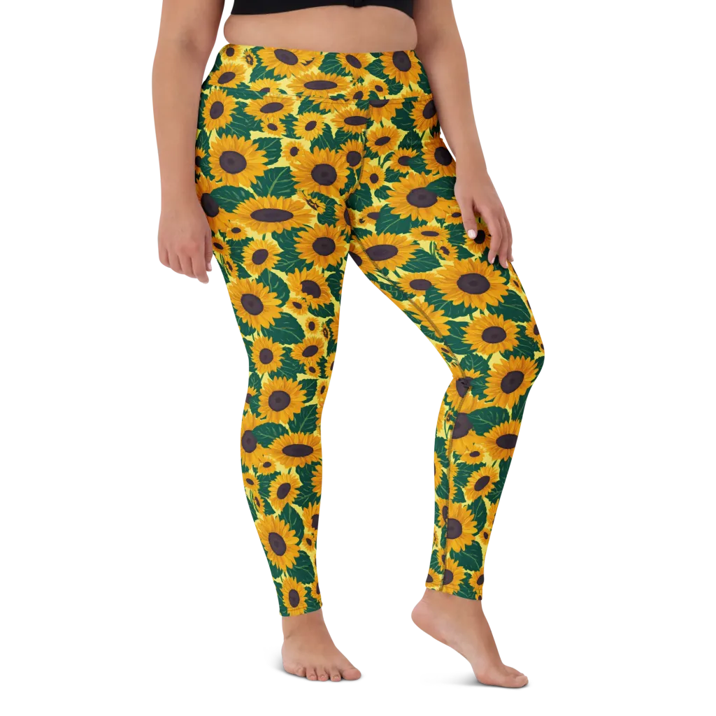 Sunlit Sunflower on Yoga Leggings — Front