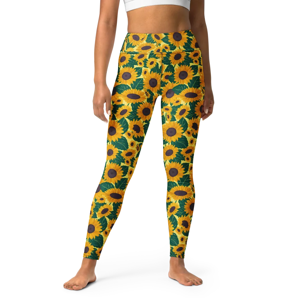 Sunlit Sunflower on Yoga Leggings — Front