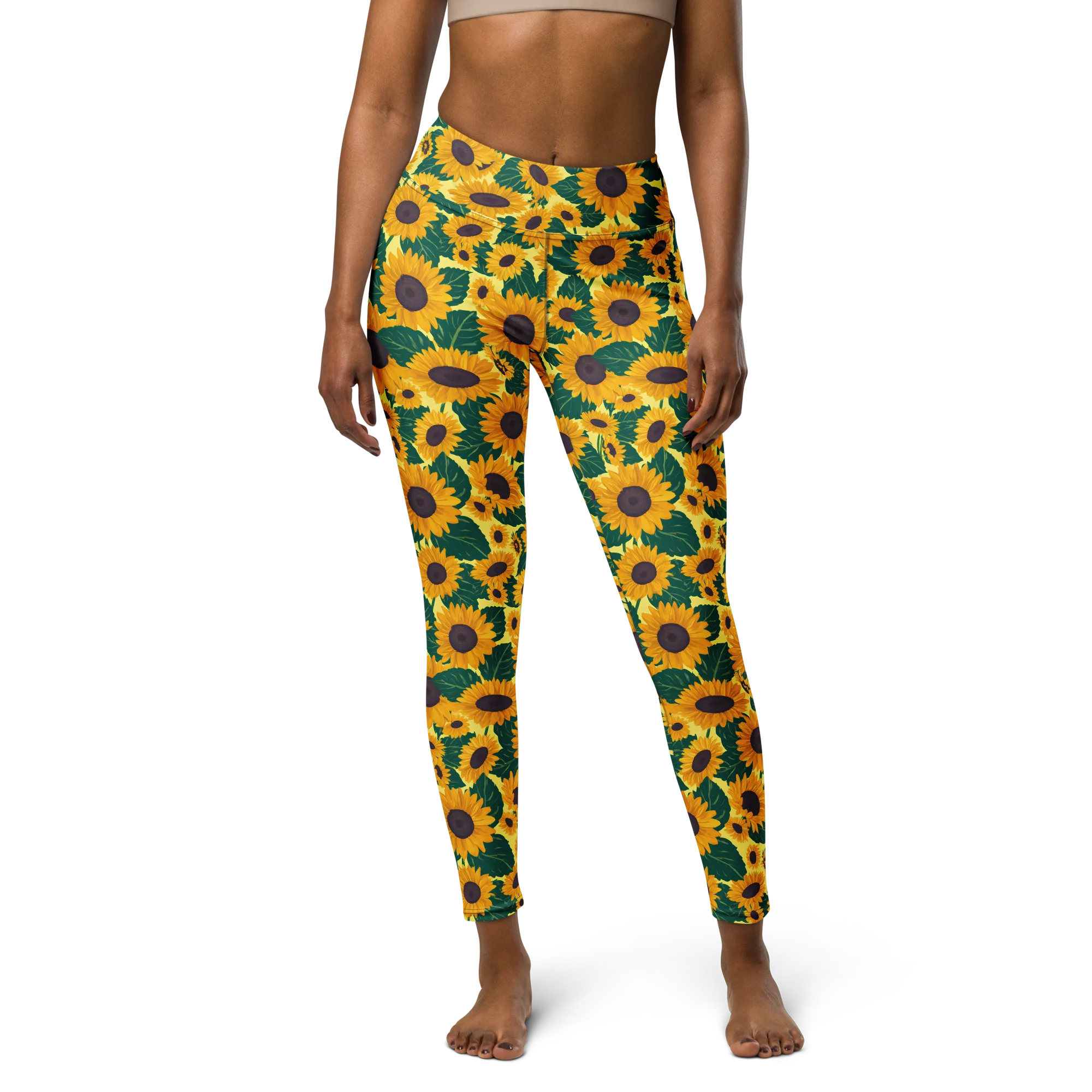 Sunlit Sunflower on Yoga Leggings — Front