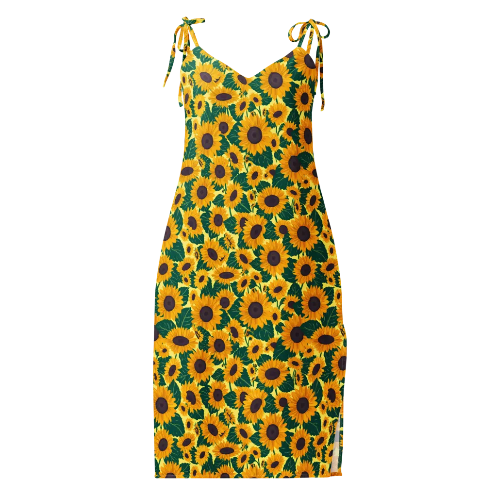 Sunlit Sunflower on Slip Dress — Front