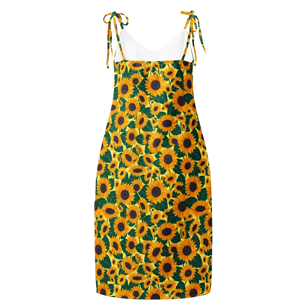 Sunlit Sunflower on Slip Dress — Back