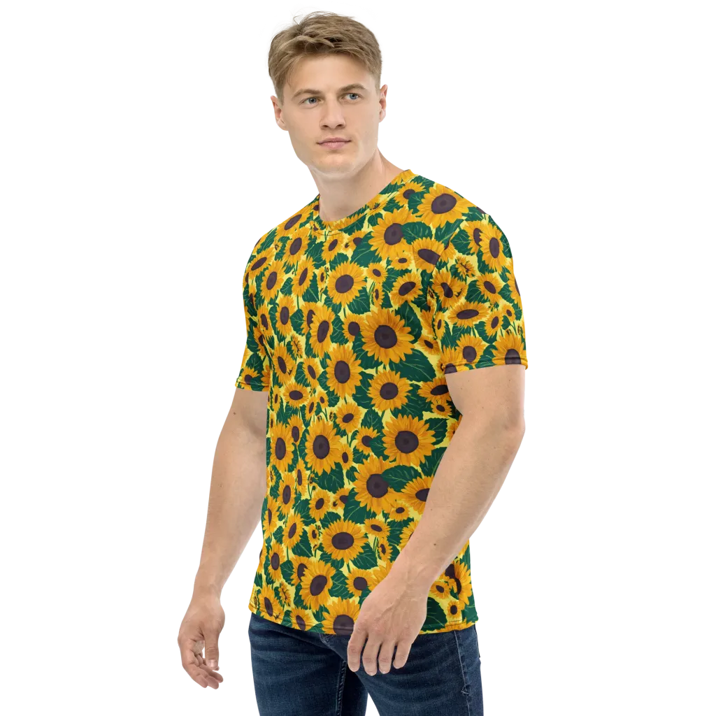 Sunlit Sunflower on Men's Crew Neck T-Shirt — Left