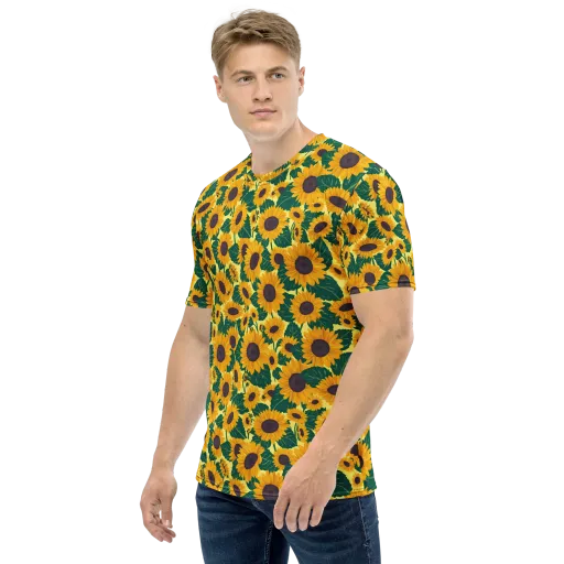 Sunlit Sunflower on a Men's Crew Neck T-Shirt