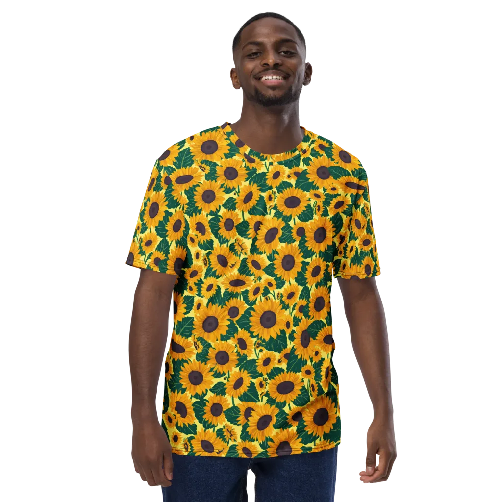 Sunlit Sunflower on Men's Crew Neck T-Shirt — Front