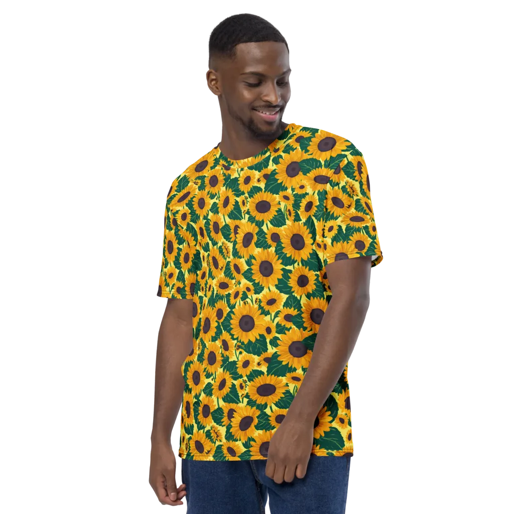 Sunlit Sunflower on Men's Crew Neck T-Shirt — Left