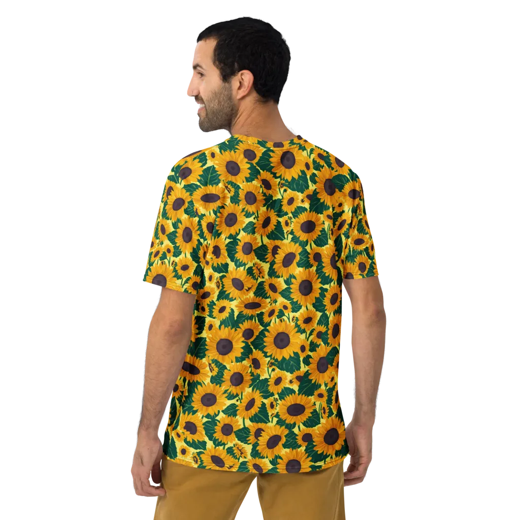 Sunlit Sunflower on Men's Crew Neck T-Shirt — Back