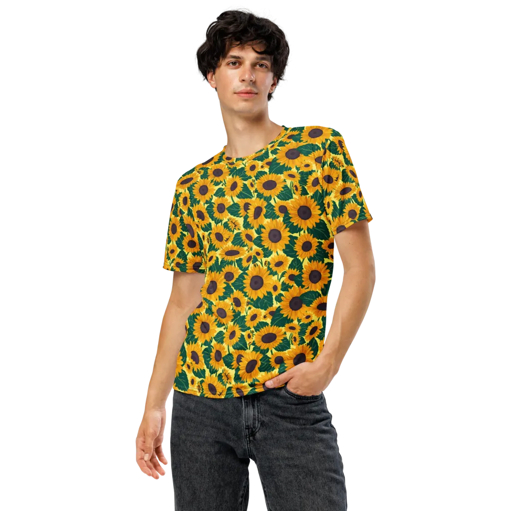 Sunlit Sunflower on Men's Crew Neck T-Shirt — Front