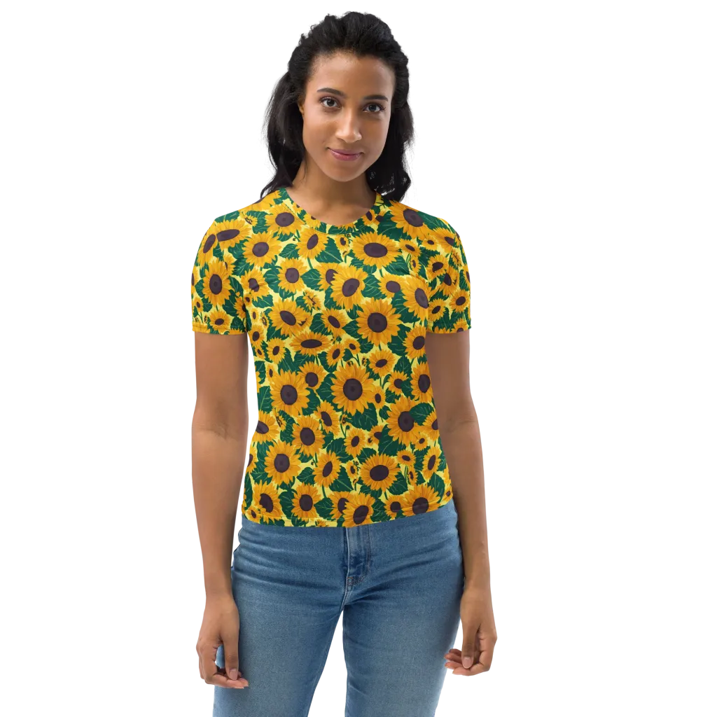 Sunlit Sunflower on Women's Crew Neck T-Shirt — Front