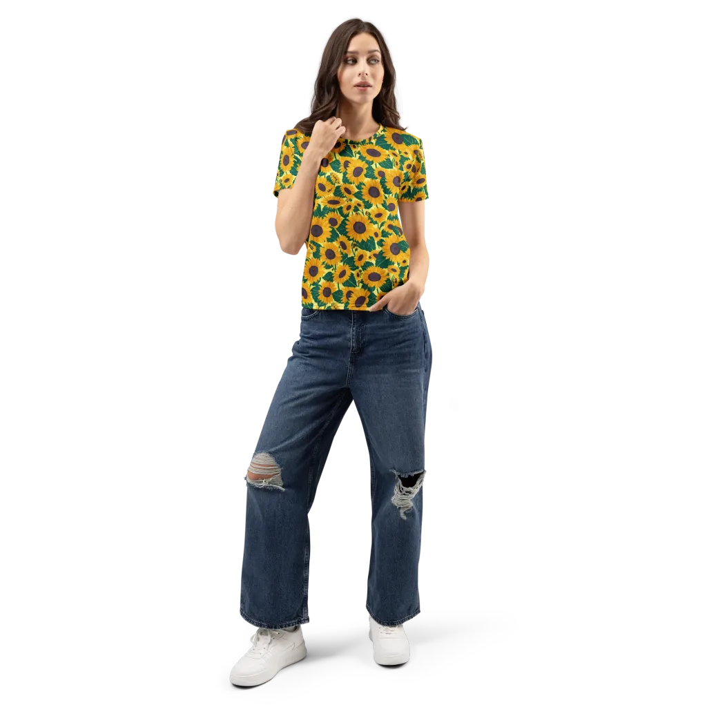 Sunlit Sunflower on Women's Crew Neck T-Shirt — Front