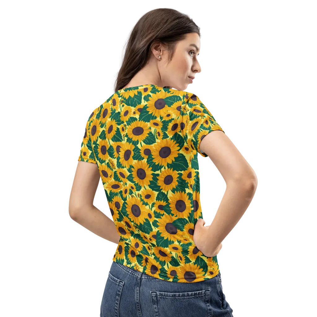 Sunlit Sunflower on Women's Crew Neck T-Shirt — Back