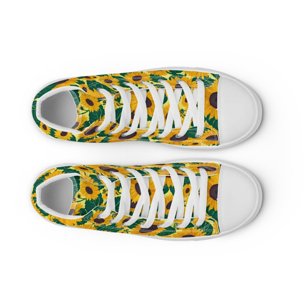 Sunlit Sunflower on Women's High Top Canvas Shoes — Front