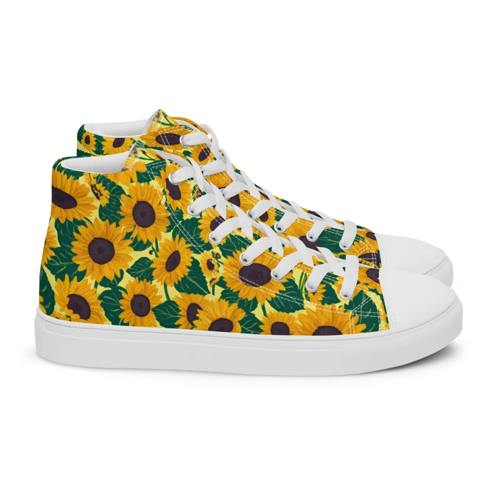 Sunlit Sunflower on Women's High Top Canvas Shoes — Right