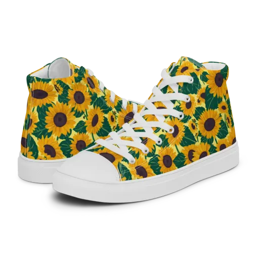 Sunlit Sunflower on a Women's High Top Canvas Shoes