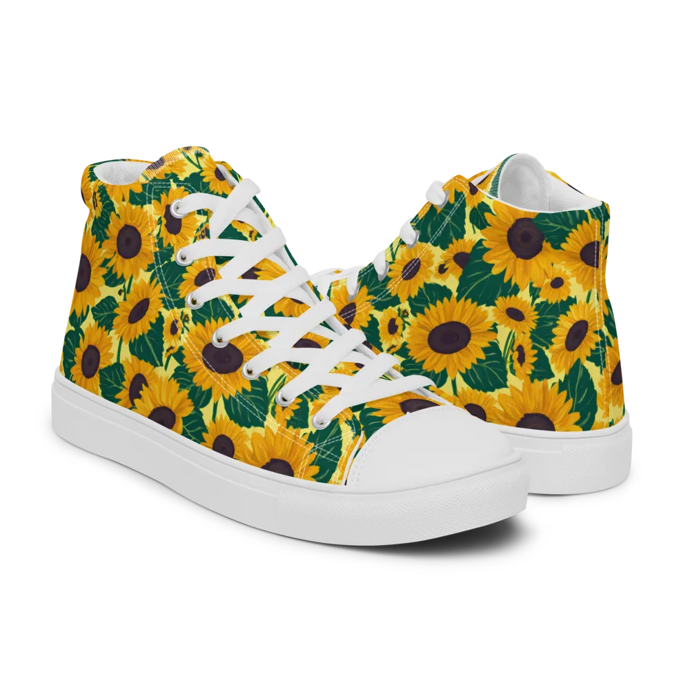 Sunlit Sunflower on Women's High Top Canvas Shoes — Right