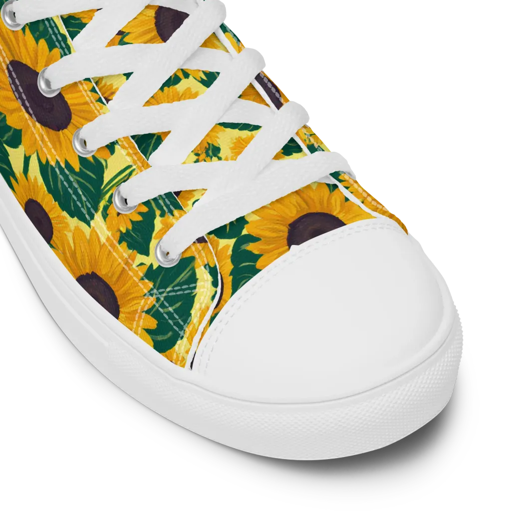 Sunlit Sunflower on Women's High Top Canvas Shoes — Product details