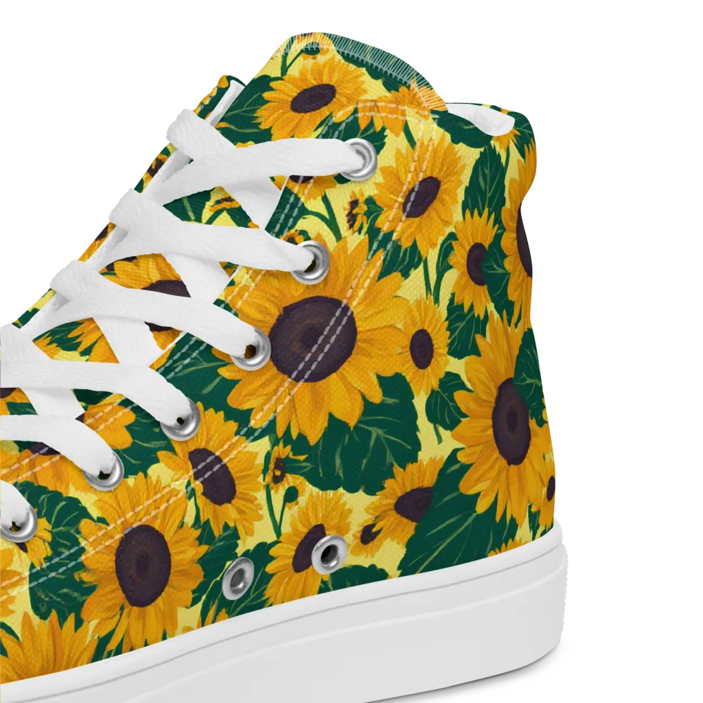 Sunlit Sunflower on Women's High Top Canvas Shoes — Product details 2