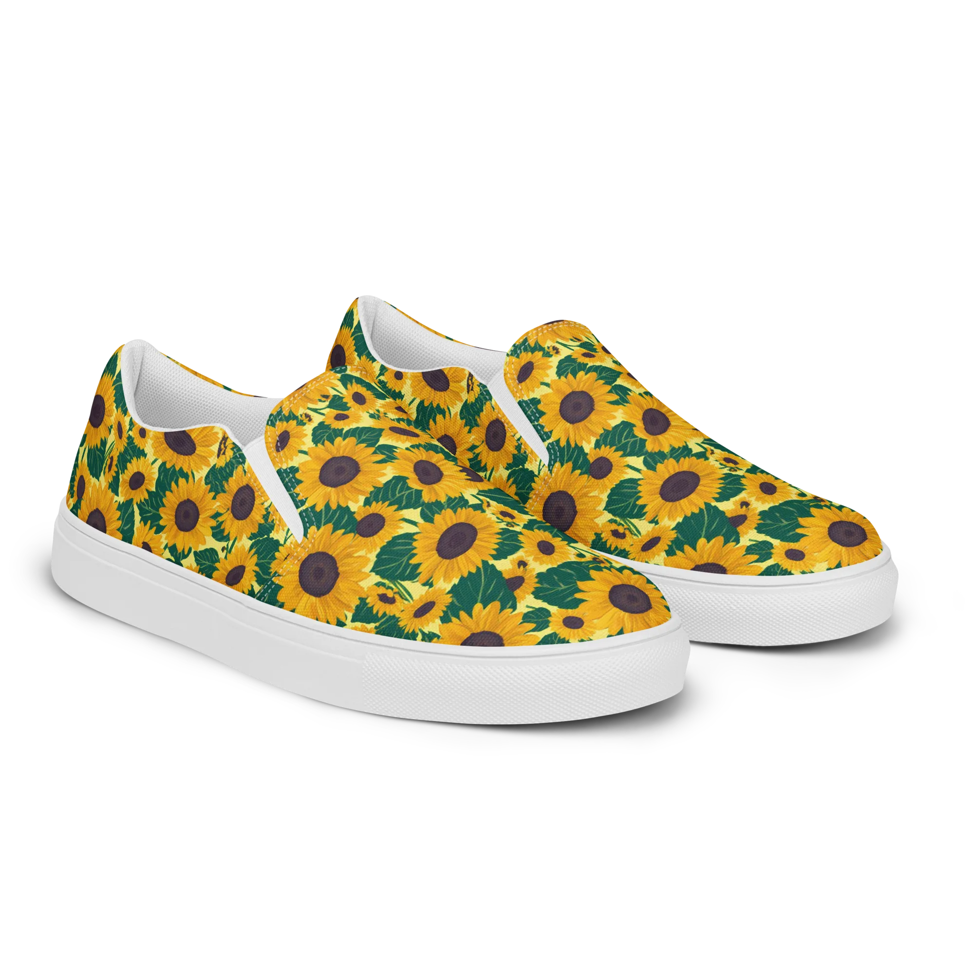 Sunlit Sunflower on Men's Slip-On Canvas Shoes — Right Front