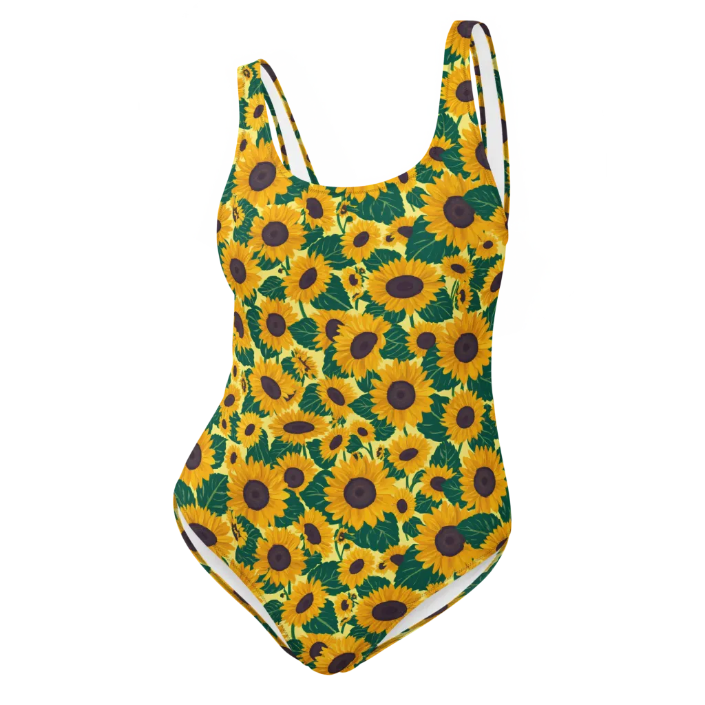 Sunlit Sunflower on One-Piece Swimsuit — Front