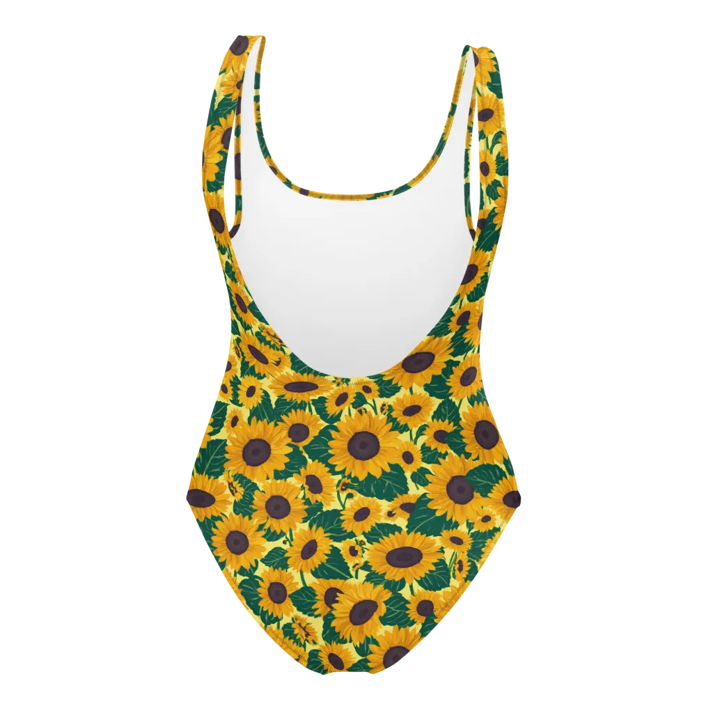 Sunlit Sunflower on One-Piece Swimsuit — Back