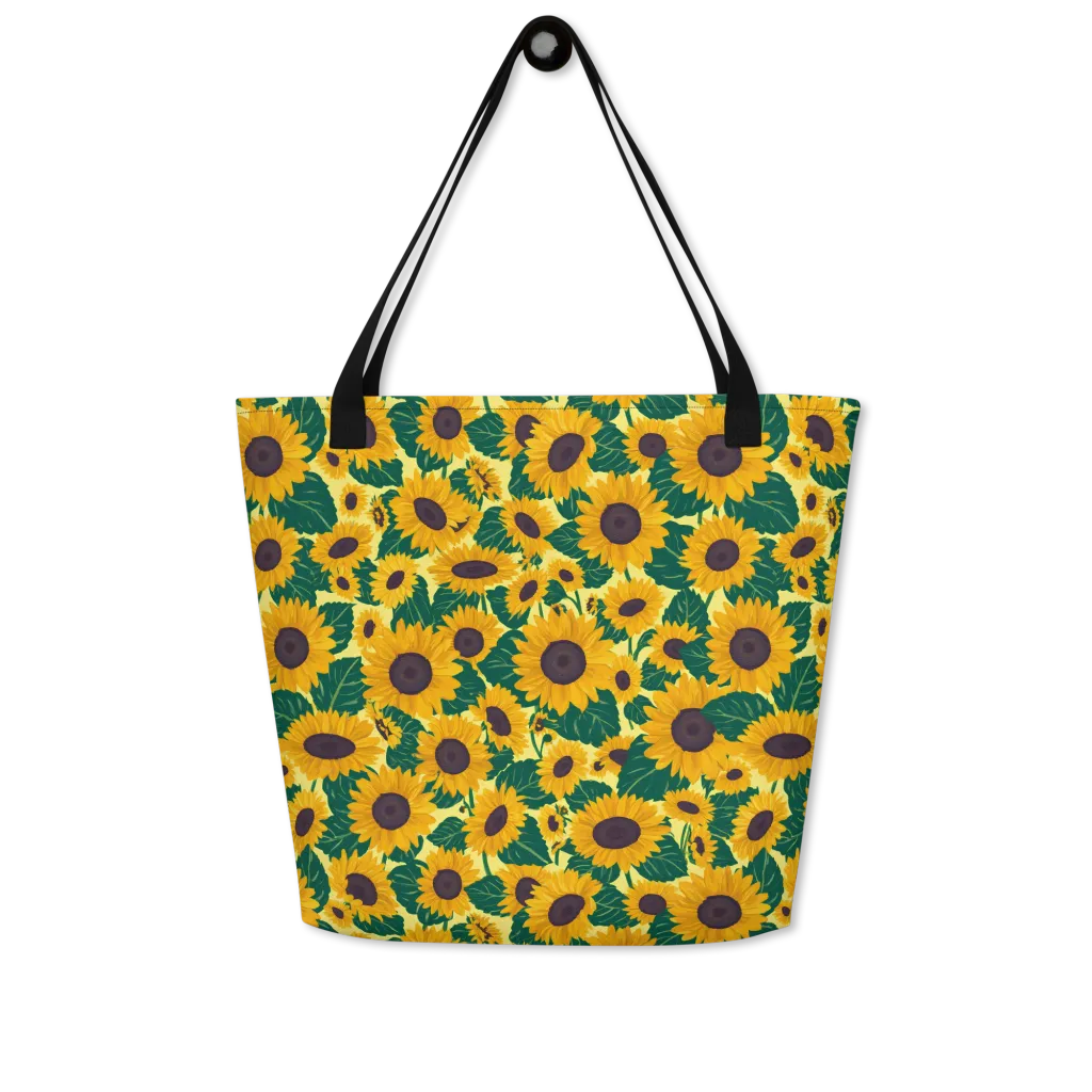 Sunlit Sunflower on Large Tote Bag W/ Pocket — Front