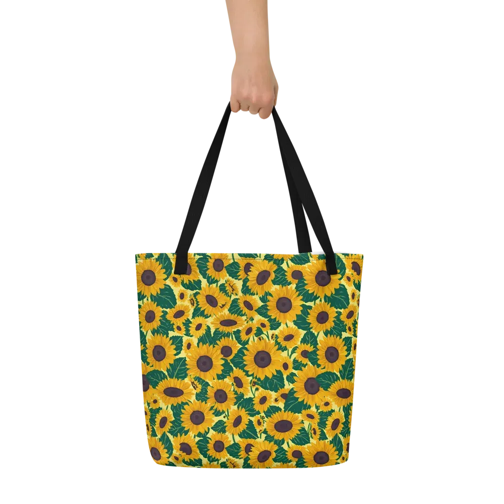 Sunlit Sunflower on Large Tote Bag W/ Pocket — Front