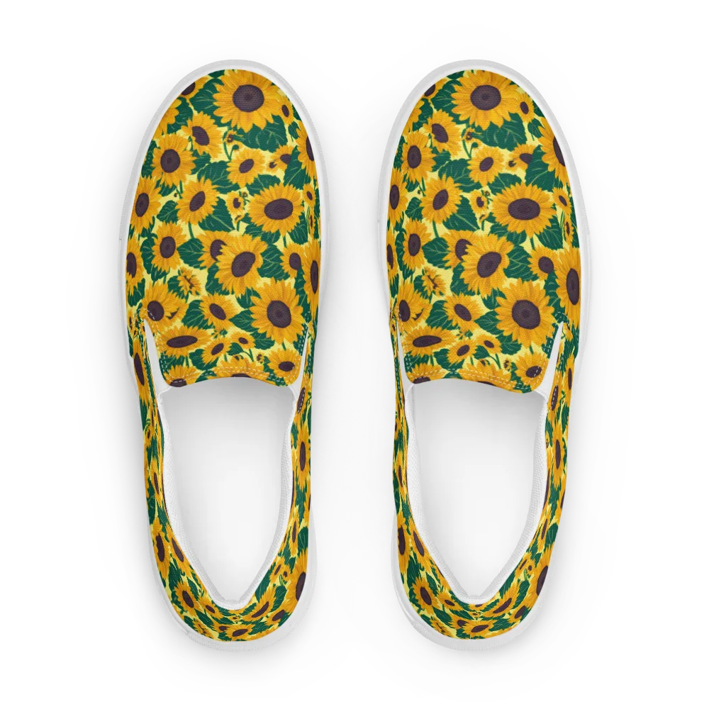 Sunlit Sunflower on Women's Slip-On Canvas Shoes — Front
