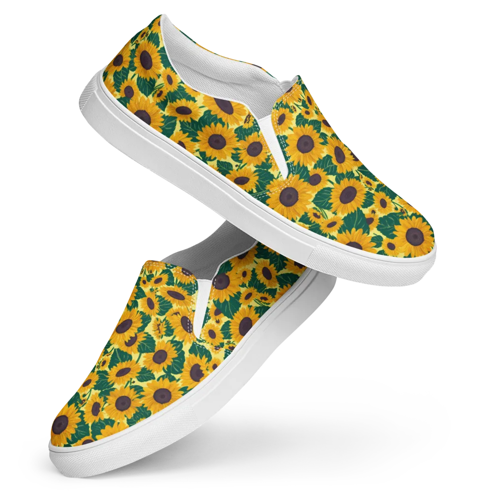Sunlit Sunflower on Women's Slip-On Canvas Shoes — Front