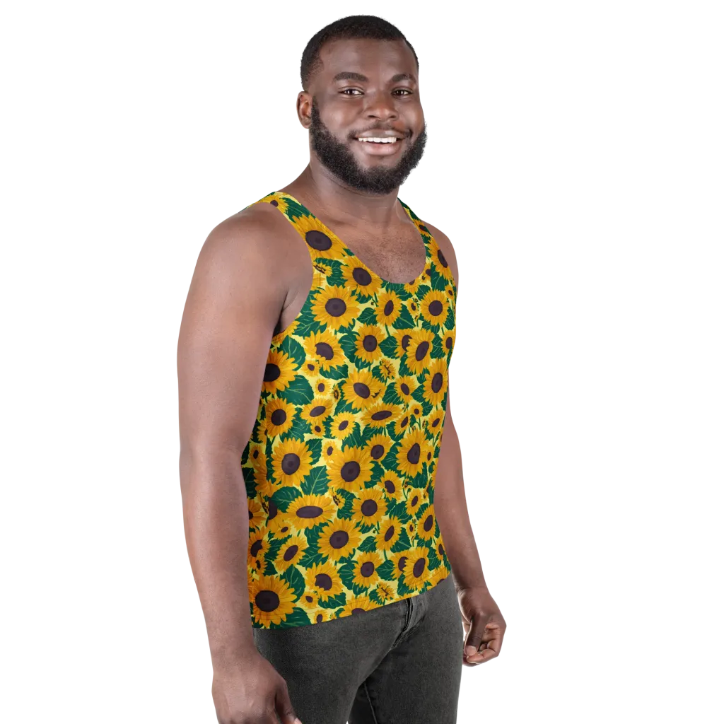 Sunlit Sunflower on Men's Tank Top — Right Front