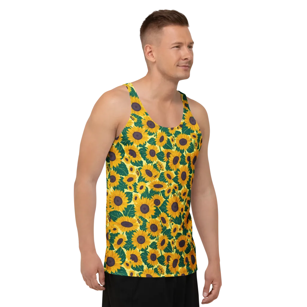 Sunlit Sunflower on Men's Tank Top — Right Front