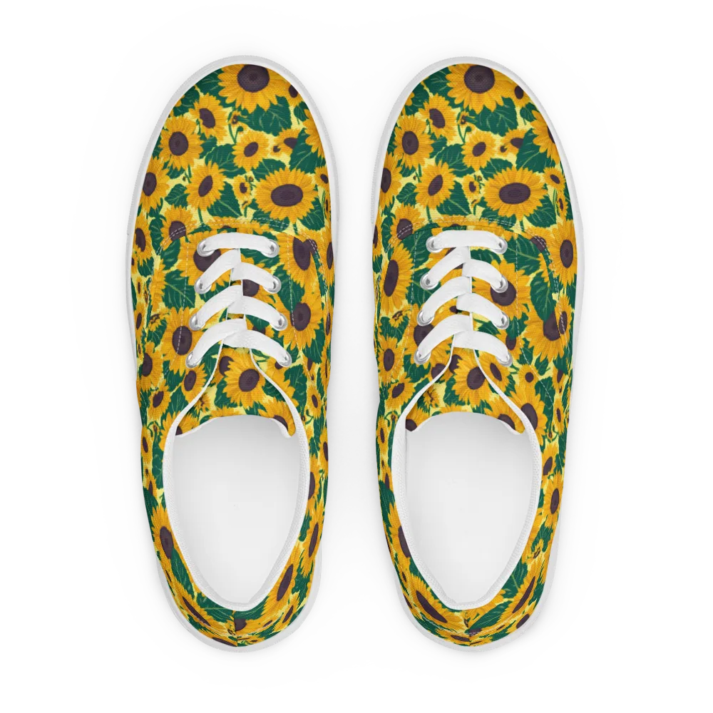 Sunlit Sunflower on Men's Lace-Up Canvas Shoes — Front
