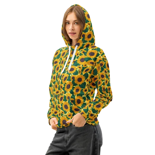 Sunlit Sunflower on a Cotton Hoodie