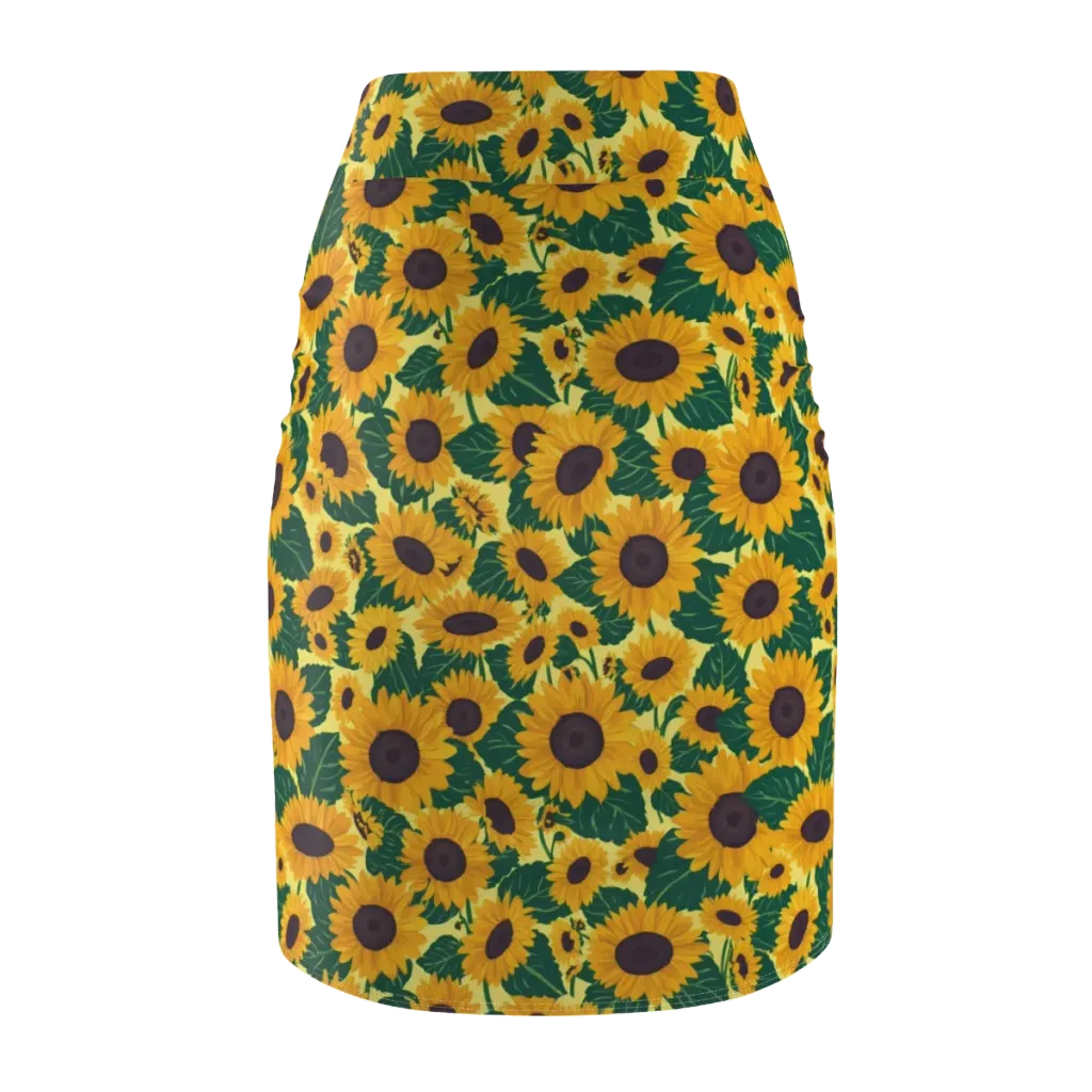 Sunlit Sunflower on Pencil Skirt — Back
